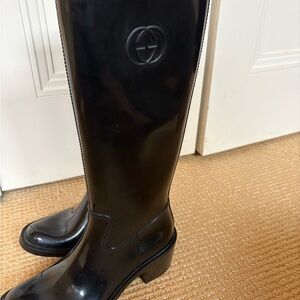 Gucci Glossy Black Women's Rain Boots
